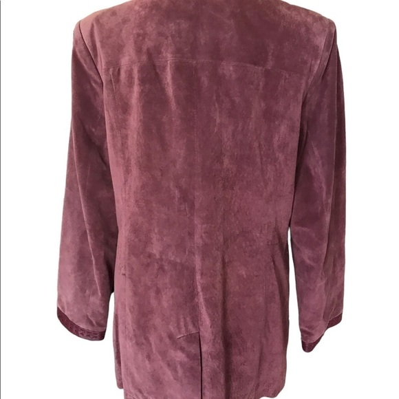 Pamela McCoy Collection Purple Leather Longline Jacket - Picture 5 of 12